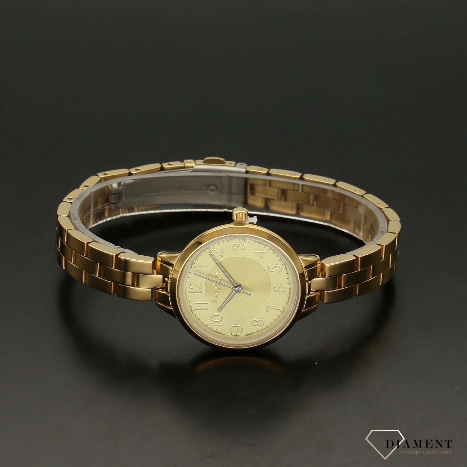 Zegarek damski BRUNO CALVANI złoty BC9596 DOUBLE GOLD. Zegarek damski w złotej kolorystyce z wyraźną tarczą. Zegarek damski wyposażony w mechanizm kwarcowy zasilany na baterię. Zegarek damski  (2).jpg